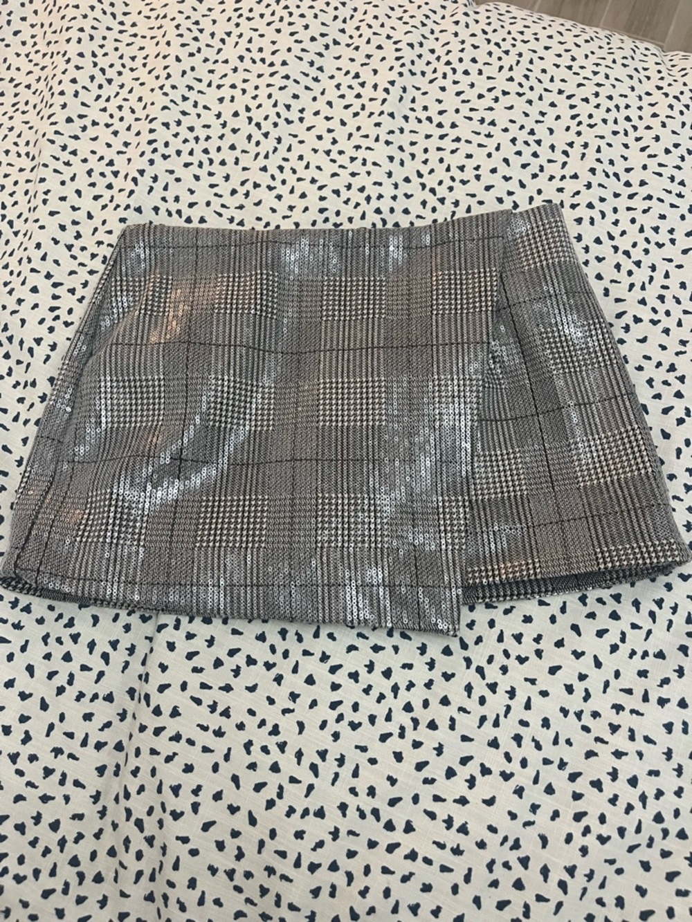 Forever 21 Plaid Metallic Mini Skirt - Silver and Black